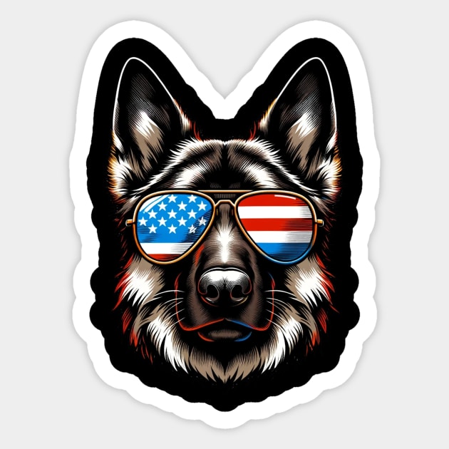 German Shepherd Patriotic Sunglasses American FlagGerman Shepherd Patriotic Sunglasses American Flag 4th of July Sticker by karishmamakeia